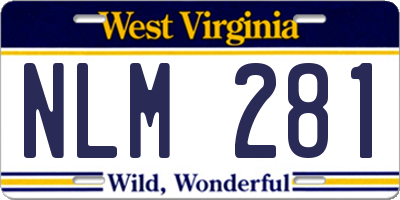 WV license plate NLM281