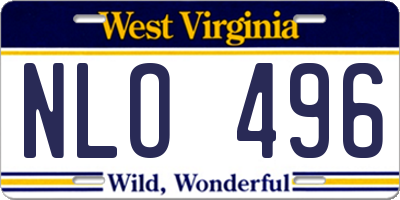 WV license plate NLO496