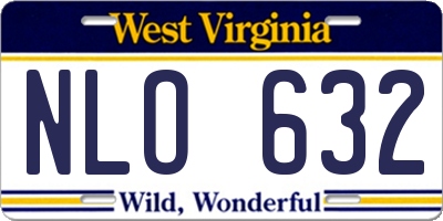 WV license plate NLO632