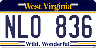 WV license plate NLO836