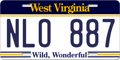 WV license plate NLO887