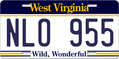 WV license plate NLO955