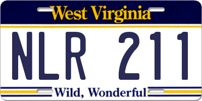 WV license plate NLR211