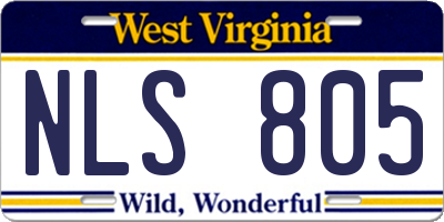 WV license plate NLS805