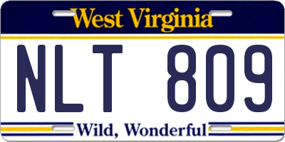 WV license plate NLT809