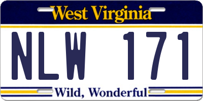 WV license plate NLW171