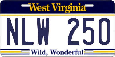 WV license plate NLW250