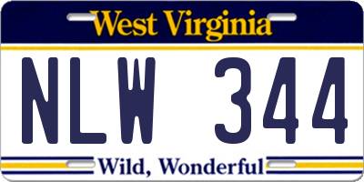 WV license plate NLW344