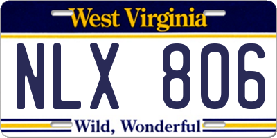 WV license plate NLX806
