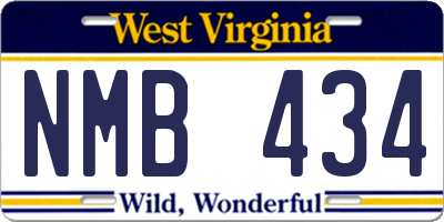 WV license plate NMB434