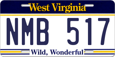 WV license plate NMB517