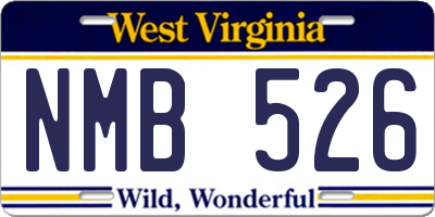 WV license plate NMB526