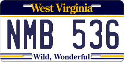 WV license plate NMB536