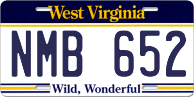 WV license plate NMB652