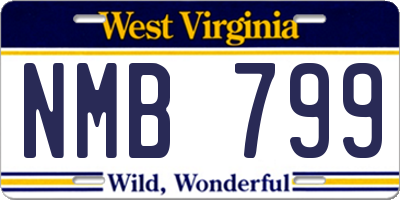 WV license plate NMB799