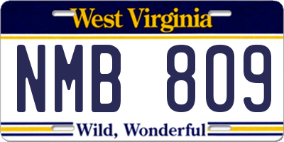 WV license plate NMB809
