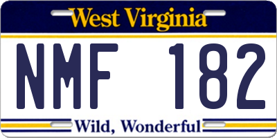 WV license plate NMF182