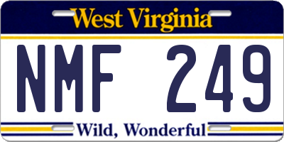 WV license plate NMF249