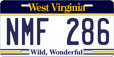 WV license plate NMF286