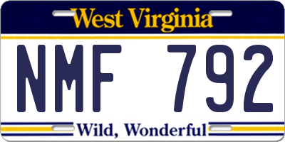WV license plate NMF792