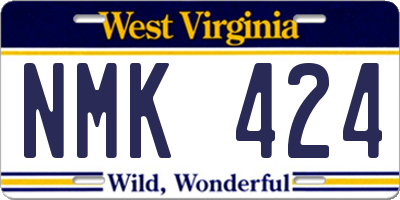 WV license plate NMK424