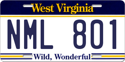WV license plate NML801