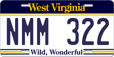 WV license plate NMM322