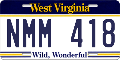 WV license plate NMM418