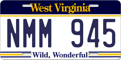 WV license plate NMM945