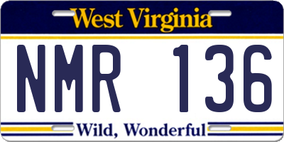 WV license plate NMR136