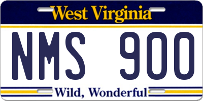 WV license plate NMS900