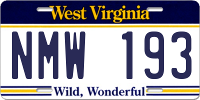 WV license plate NMW193