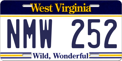 WV license plate NMW252