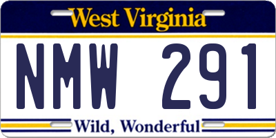 WV license plate NMW291