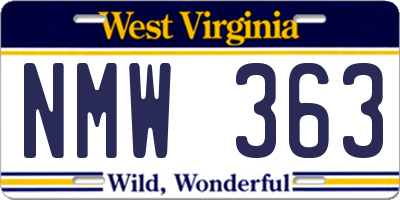 WV license plate NMW363