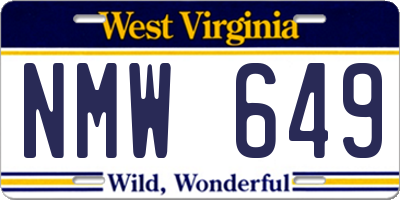 WV license plate NMW649