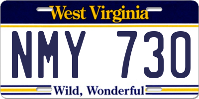 WV license plate NMY730