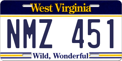 WV license plate NMZ451