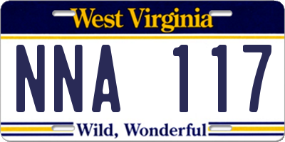 WV license plate NNA117