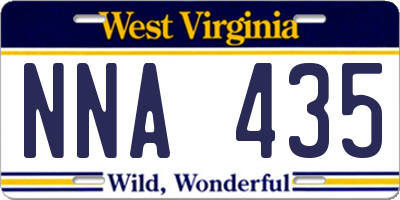WV license plate NNA435