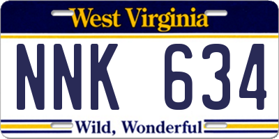 WV license plate NNK634