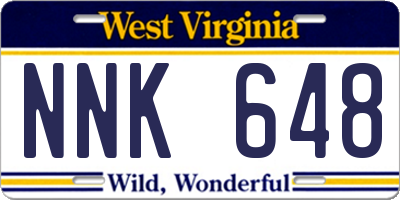 WV license plate NNK648