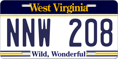 WV license plate NNW208