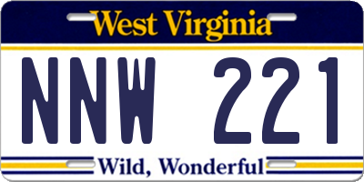 WV license plate NNW221