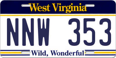 WV license plate NNW353