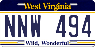 WV license plate NNW494