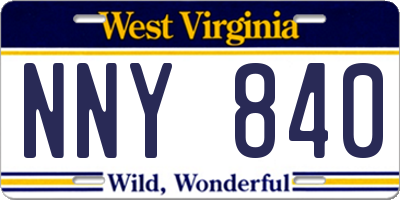 WV license plate NNY840