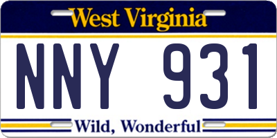 WV license plate NNY931