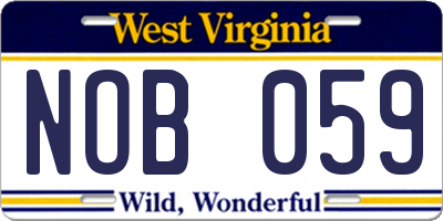 WV license plate NOB059
