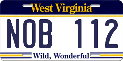 WV license plate NOB112